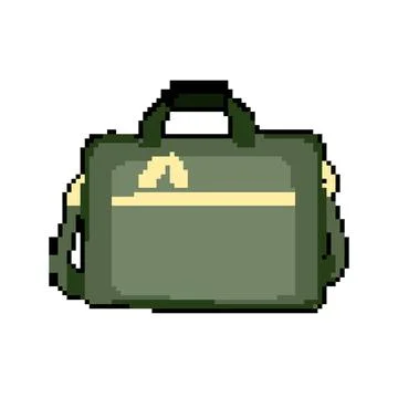 Work briefcase leather pixel art vector illustration Stock Illustration