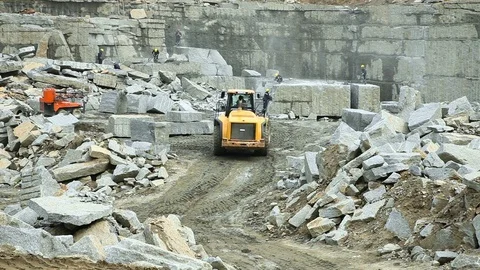 Work Brigade in a stone quarry Видео 73713046