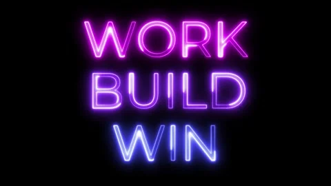 Work Build Win Neon Text Animation Vidéo 318339103
