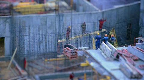 The work of builders. Tilt shift. Time lapse Stock Footage 32278372
