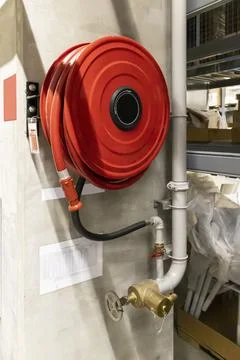 Work of the building's fire hydrant and suppression system, as well as buil.. Stock Photos
