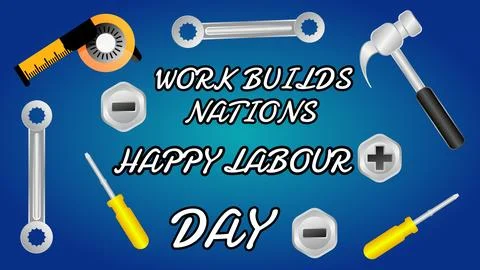 Work builds Nations with labour day massage Stock Illustration