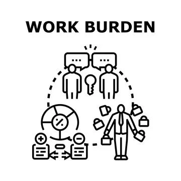 Work burden concept representing stress and task management Stock Illustration