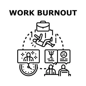 Work burnout concept causing mental health problems 스톡 일러스트