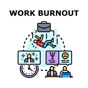 Work burnout concept causing mental health problems 스톡 일러스트