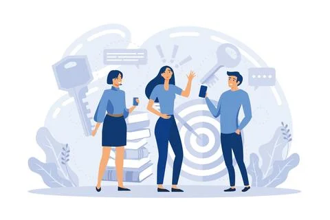 Work with business plan creation. Teamwork with idea of new project, planni.. Stock Illustration