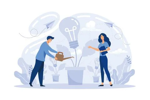 Work with business plan creation. Teamwork with idea of new project, planni.. Stock-Illustration