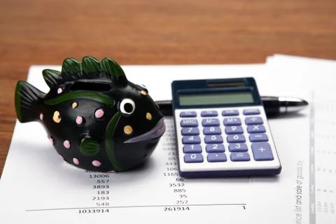 Work on the calculator and papers Stock Photos