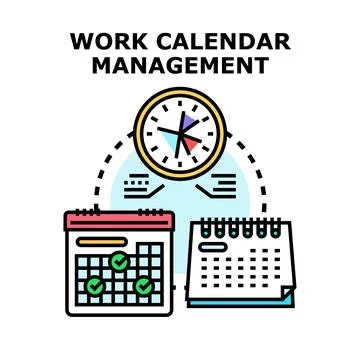 Work calendar management planning task scheduling organization concept Stock Illustration
