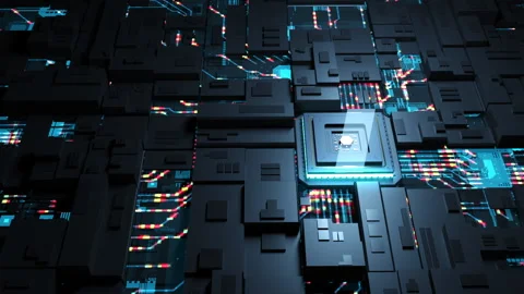 The work of the central graphical processor and artificial intelligence. the  Stock Footage 216674597