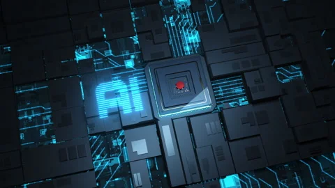 The work of the central processor and artificial intelligence. the concept of Stock Footage 216675264