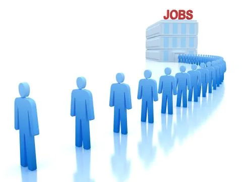 Work Centre : The unemployed looking for a job Stock Illustration