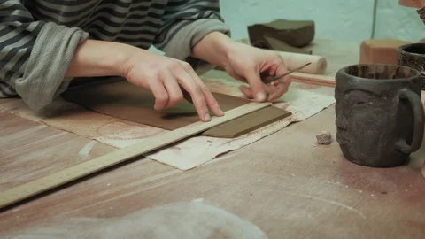 The work of a ceramist. making pottery Video stock 128215655