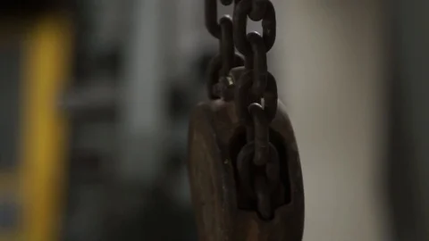 Work chains to lift the escalator in the construction building. Stock Footage 91184453