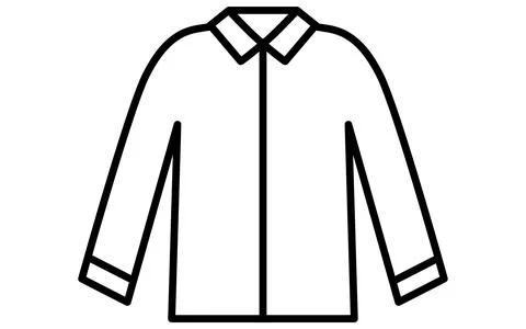 Work clothes with collar, Clothes simple line drawing icon in black and white Stock Illustration
