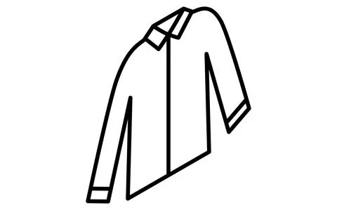 Work clothes with collar, Clothes simple isometric line drawing icon in bla.. Stock Illustration