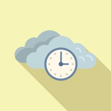 Work cloud hour icon flat vector. Office time 스톡 일러스트