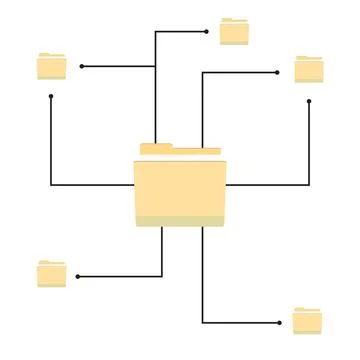 Work cloud network, document flow and synchronization chart Illustrazione stock