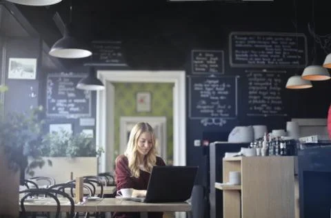 Work in the coffee shop Stock Photos