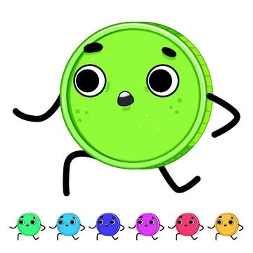 Work coin character cartoon vector graphic Stock Illustration
