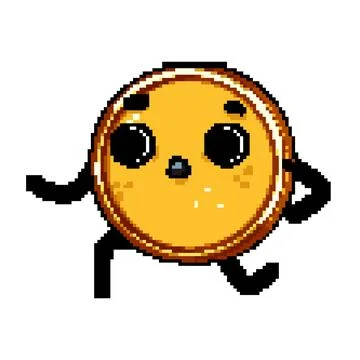 Work coin character pixel art vector illustration Ilustração Stock