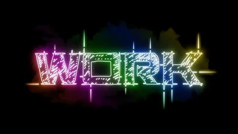 WORK Colorful NEON Text Effect Stock Illustration