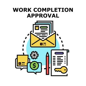 Work completion approval process concept illustration 스톡 일러스트