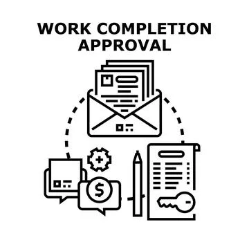 Work completion approval process concept illustration Stock Illustration