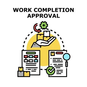 Work completion approval process vector flat illustration Stock Illustration