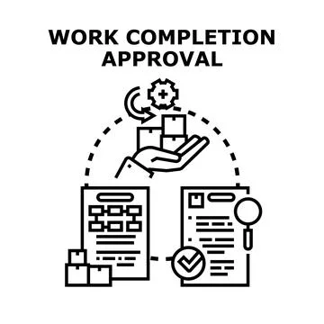 Work completion approval process vector flat illustration イラスト素材