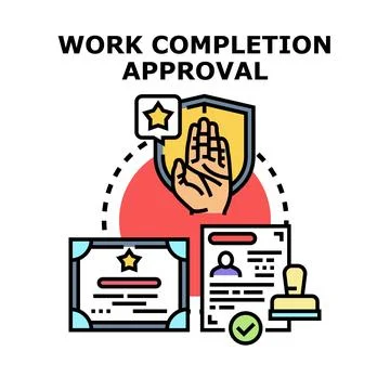 Work completion approval for project or task Stock Illustration