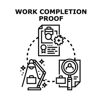 Work completion proof finding project achievement concept Stock Illustration