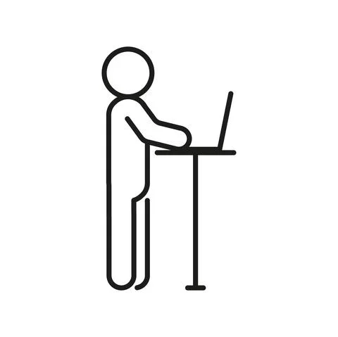 Work at computer and stand, ergonomic workplace. Correct body position. Protect Stock Illustration