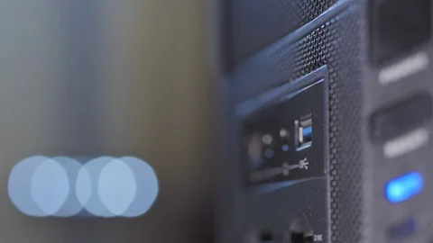 Work with computer. Copying files to a USB drive. The flash drive is inserted in Video stock 124331681