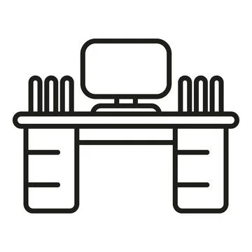 Work computer desktop icon outline vector. Smart office Stock Illustration