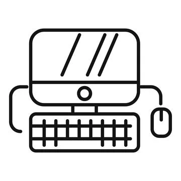 Work computer icon outline vector. Office sit Stock Illustration