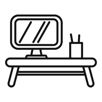 Work on computer icon outline vector. Office sit Stock Illustration