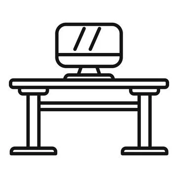 Work computer icon outline vector. Office sit Stock Illustration