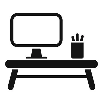 Work on computer icon simple vector. Office sit Stock Illustration