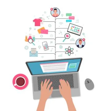 Work on computer イラスト素材