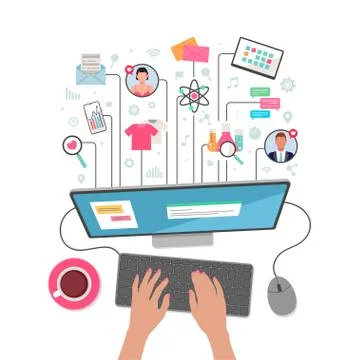 Work on computer Stock Illustration