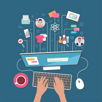 Work on computer Stockillustratie