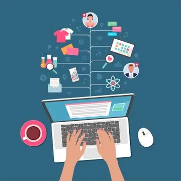 Work on computer Illustrazione stock