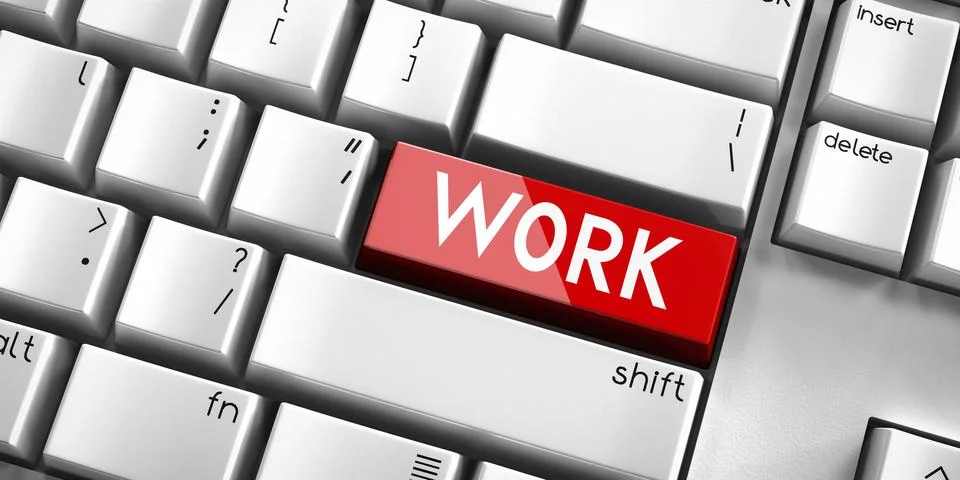 Work - computer keyboard - 3D illustration Illustrazione stock