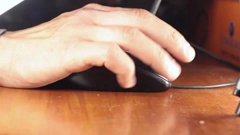 Work with a computer mouse, closeup side view Stock Footage 133251083