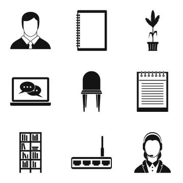 Work condition icons set, simple style Stock Illustration