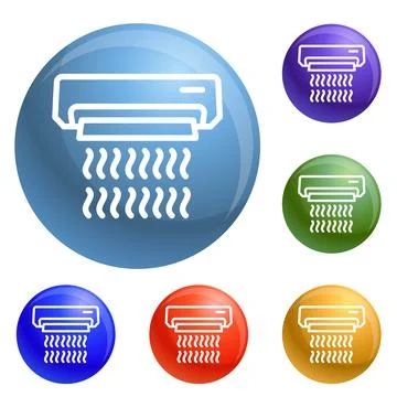 Work conditioner icons set Stock Illustration