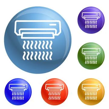 Work conditioner icons set vector Stock Illustration