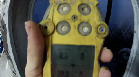 Work in confined space start with the gas meter readings.MP4 Stock Footage 11968551