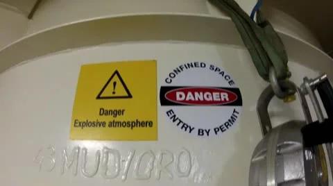 Work in confined space start with the sign gas meter going up and down.MP4 Stock Footage 11968594